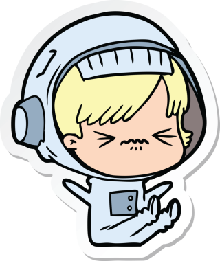 Bir insan tarafından çizilen sinir krizi geçiren bir uzay kızının çıkartması.