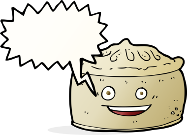 Bir insan tarafından çizilmiş konuşma balonlu çizgi film pastası.