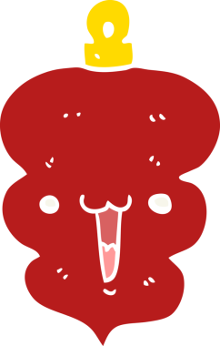 Bir insan tarafından çizilmiş düz renk karikatür Noel süslemesi