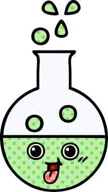 Bir insan tarafından çizilmiş bir test tüpünün çizgi romanı.