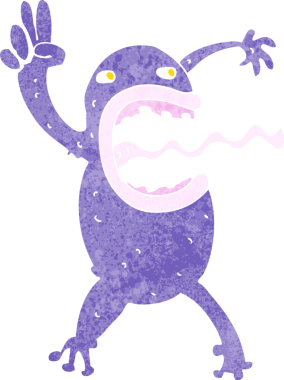 Bir insan tarafından çizilmiş çılgın bir kurbağa.