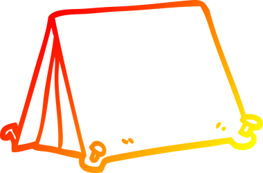 Bir insan tarafından çizilmiş çizgi film çadırının sıcak çizgi çizimi