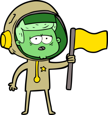 Bir insan tarafından çizilmiş yorgun astronot çizgi filmi.