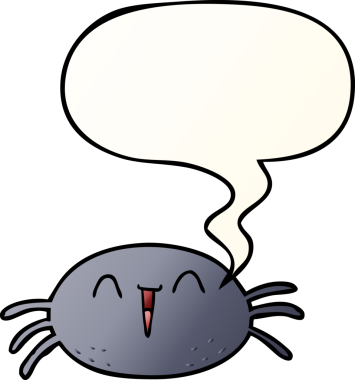 bir insan tarafından çizilmiş yumuşak eğimli konuşma baloncuklu cadılar bayramı örümceği çizgi filmi