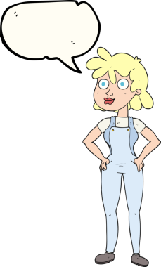 Bir insan tarafından çizilmiş serbest konuşma balonu çiftçi kızı.