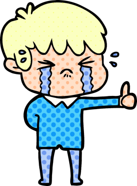 Bir insan tarafından çizilmiş ağlayan çizgi film çocuğu.