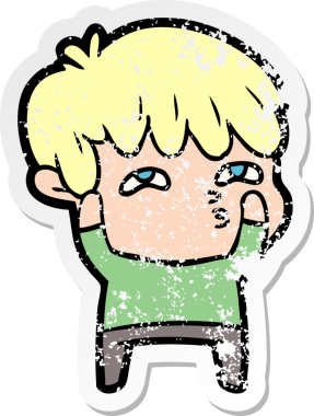 Bir insan tarafından çizilmiş garip bir adamın sıkıntılı çıkartması.