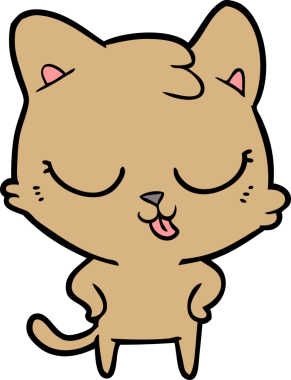 Bir insan tarafından çizilmiş çizgi film kedisi.