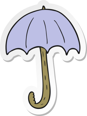 Bir insan tarafından çizilmiş karikatür şemsiyesi çıkartması.