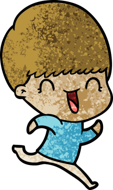 Bir insan tarafından çizilmiş mutlu çizgi film çocuğu.