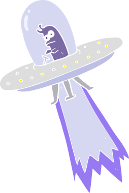 Bir insan tarafından çizilen uçan dairenin düz renk çizimi