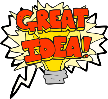 Serbest konuşma balonu karikatürü. Bir insan tarafından çizilmiş harika bir fikir ampul sembolü.