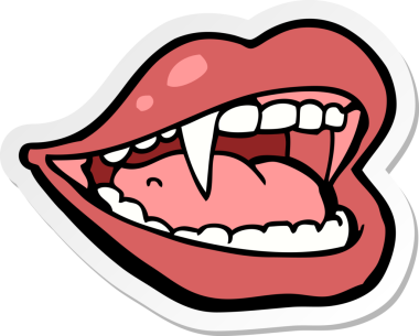 Bir insan tarafından çizilmiş vampir ağzının çıkartması.