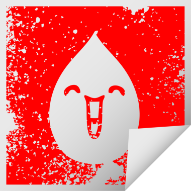 Sıkıntılı kare soyma etiketi tuhaf sembol duygusal yağmur damlası bir insan tarafından çizildi