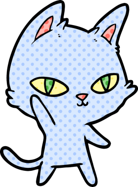 Bir insan tarafından çizilen çizgi film kedisi.