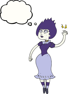 Bir insan tarafından çizilmiş serbest çizim baloncuk vampir kız.