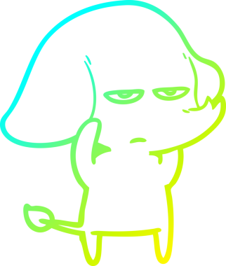 Bir insan tarafından çizilmiş soğuk bir çizgi film filinin çizimi.