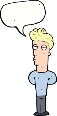 Bir insan tarafından çizilmiş konuşma balonuyla sıkılmış bir adam.