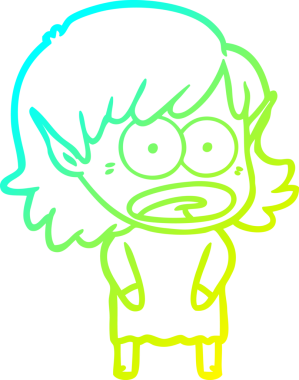 Bir çizgi film karakteri çizimi bir insan tarafından çizilmiş bir elf kızı şok etti.