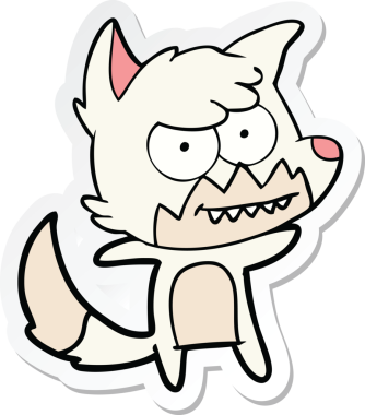 Bir insan tarafından çizilmiş sırıtan tilki çizgi filminin çıkartması