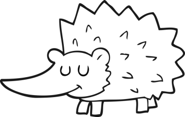 Bir insan tarafından çizilmiş serbest çizim siyah beyaz kirpi.