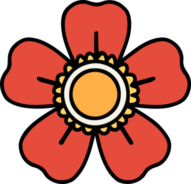 Bir insan tarafından çizilmiş geleneksel bir çiçek dövmesi.