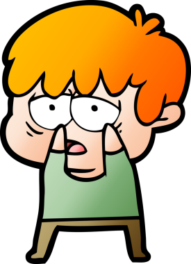 Bir insan tarafından çizilmiş bitkin çocuk çizgi filmi.