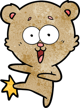 Bir insan tarafından çizilmiş gülen oyuncak ayı çizgi filmi.