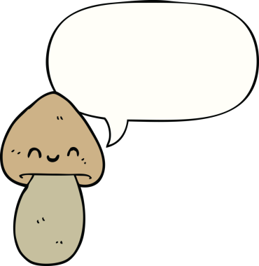 Bir insan tarafından çizilmiş konuşma baloncuklu mantar.