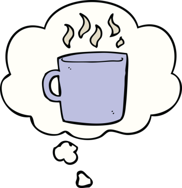 Bir insan tarafından çizilmiş sıcak kahve fincanı.