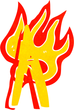 Bir insan tarafından çizilmiş yanan bir karikatür.