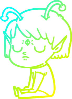 Bir insan tarafından çizilmiş bir uzaylı kız çizgi filmi.