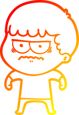 Bir insan tarafından çizilmiş, kızgın bir çizgi film karakteri.