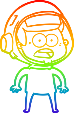 gökkuşağı gradyan çizgi çizimi bir insan tarafından çizilmiş astronot şaşırttı