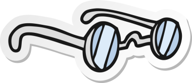 Bir insan tarafından çizilmiş bir çizgi film gözlüğünün çıkartması.