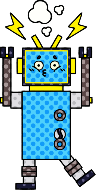 bir insan tarafından çizilmiş bir robotun çizgi roman tarzı