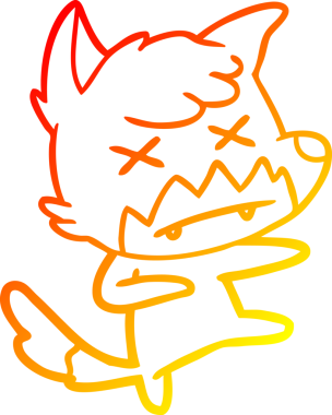 Bir insan tarafından çizilen ölü tilkinin sıcak çizgi çizimi