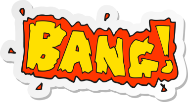 Bir insan tarafından çizilmiş bir çizgi film patlama sembolünün çıkartması.