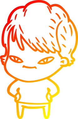 Bir insan tarafından çizilmiş mutlu bir kadının çizgi çizimi.