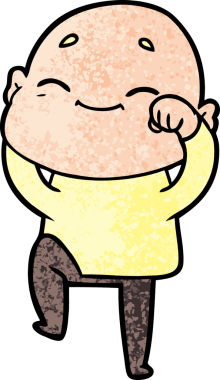 Bir insan tarafından çizilmiş mutlu, kel adam.