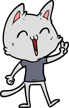 Mutlu çizgi film kedisi miyavlıyor bir insan tarafından