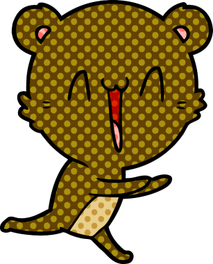 Koşan ayı karikatürü bir insan tarafından çizildi