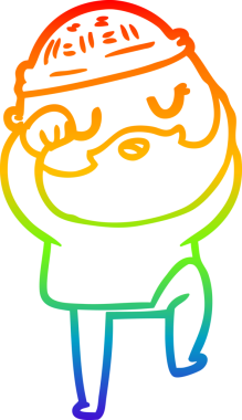 Bir insan tarafından çizilmiş sakallı bir karikatür çizimi.