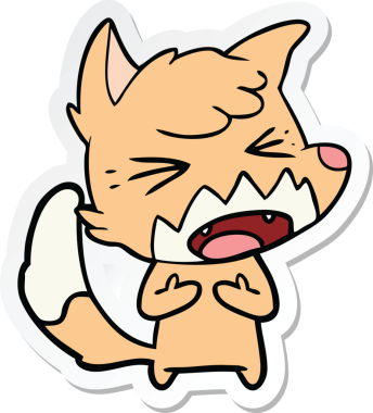 Bir insan tarafından çizilmiş kızgın bir tilkinin çıkartması.