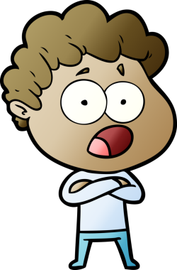 Bir insan tarafından çizilmiş bir karikatür adamı şaşkınlıkla nefes nefese kaldı.