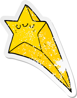 Bir insan tarafından çizilmiş bir çizgi film yıldızının sıkıntılı çıkartması.