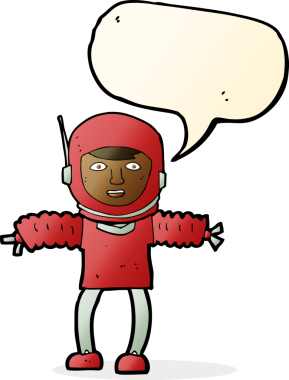 Bir insan tarafından çizilmiş konuşma balonu olan bir astronot.