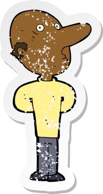 Bir insan tarafından çizilmiş kelleşen bir çizgi film karakterinin gerilimli çıkartması.