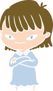 Bir insan tarafından çizilmiş düz renkli karikatür kadın