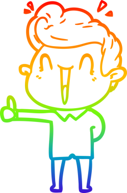 Gökkuşağı gradyanı çizimi bir insan tarafından çizilmiş heyecanlı bir çizgi film